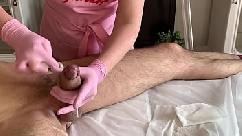 A lot of semen during ejaculation on depilation