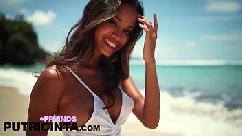 Horny asian babe putri cinta get fucked on a beach